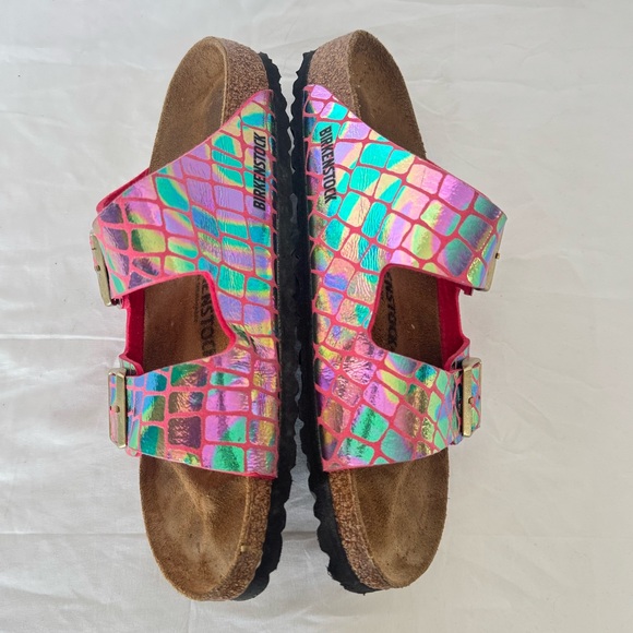 Birkenstock Arizona Gator Gleam Raspberry Metallic Sandals Size 41/10-10.5 - Picture 8 of 10